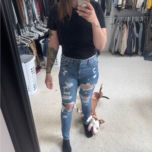 Hollister Blue Skinny Jeans with Distressed Details